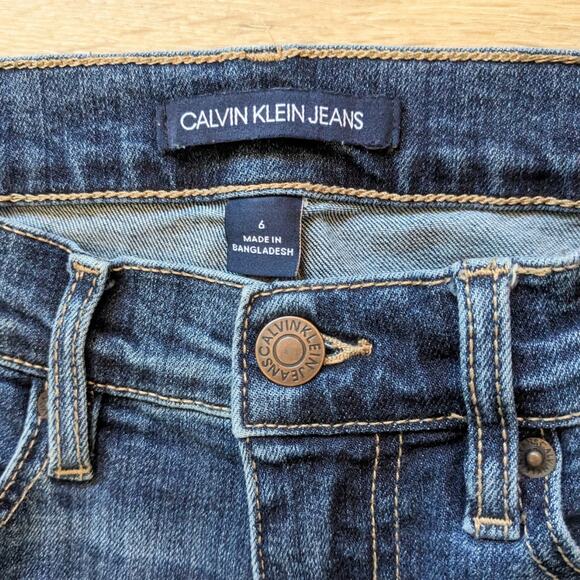 Calvin Klein Jeans Blue Denim High Rise Skinny Stretch Distressed Size 6 EUC - Picture 4 of 11